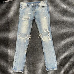 MNML Light Wash Distressed Denim